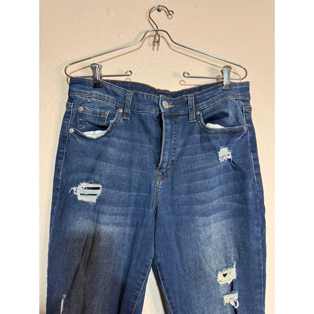 Aeropostale Womens‎ High Waisted Cropped Jeggings Distressed Medium Wash Size 10